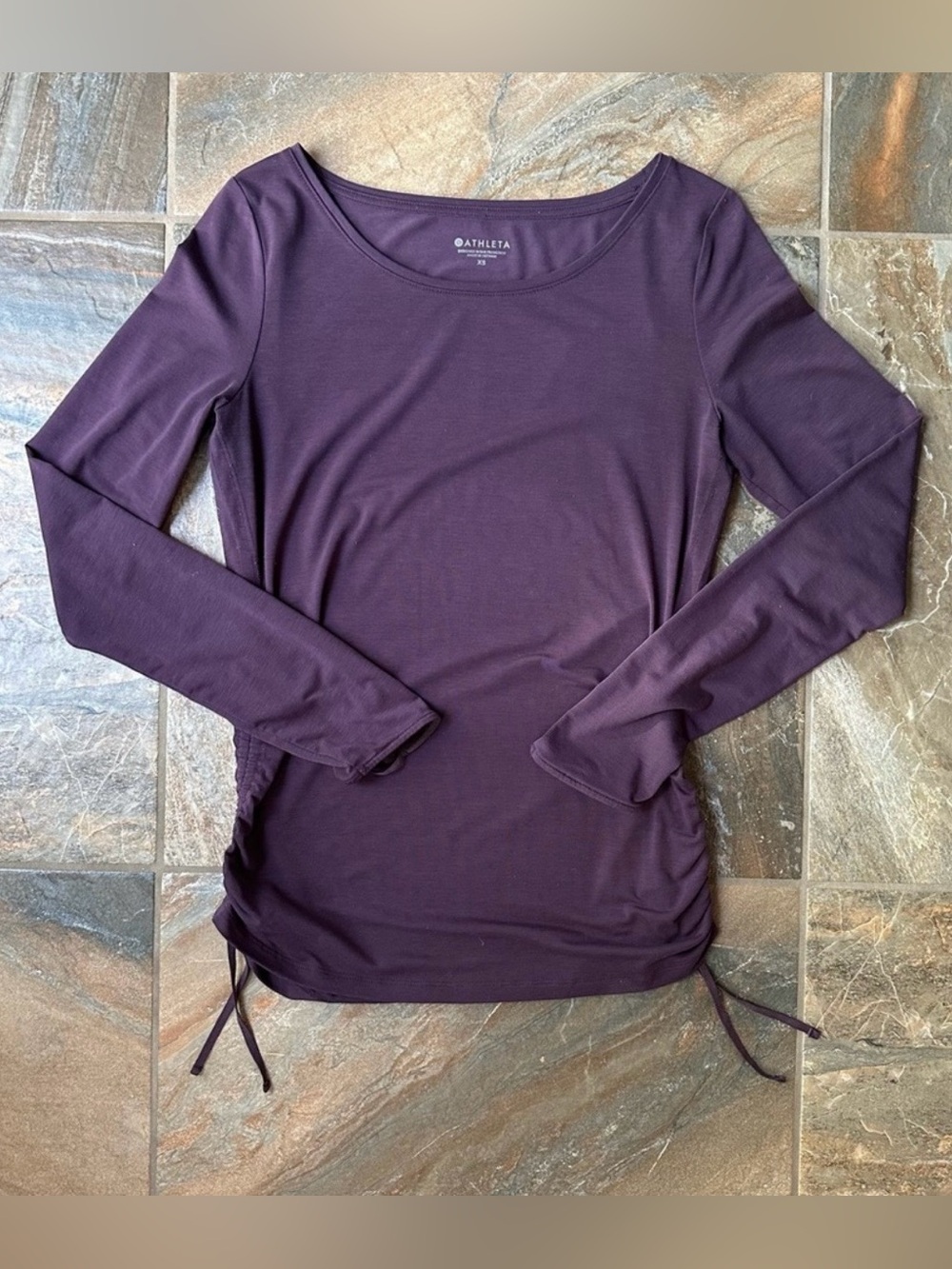 Athleta Encore Long Sleeve Cinch Top Women's Size XS Plum Purple